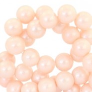 Glaskralen pearl glitter 8mm Pastel koraal peach